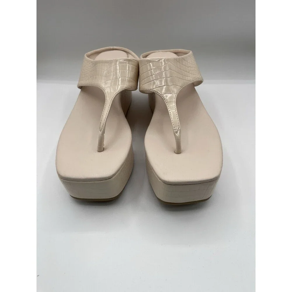 Coconuts by Matisse Platform Sandals Women Ivory Lyric Croc Vacay Size 10M New